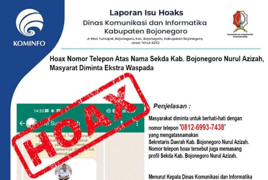 Hoax Nomor Telepon Mengatasnamakan Sekda Bojonegoro Nurul Azizah, Masyarakat Diminta Waspada Fb Img 1700268841694