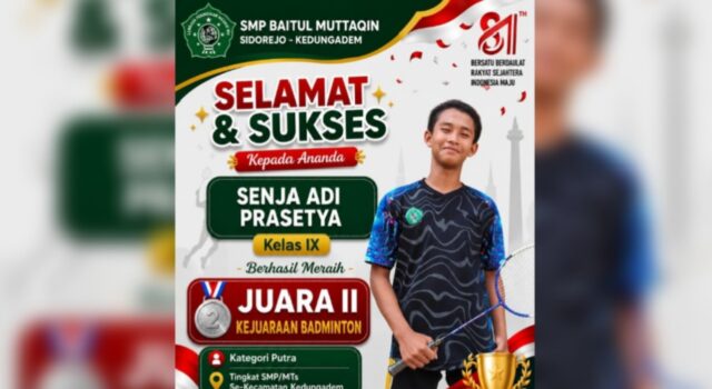 Siswa SMP Baitul Muttaqin Kedungadem Bojonegoro Raih Juara II Badminton Tingkat Kecamatan IMG 20260808 WA0069